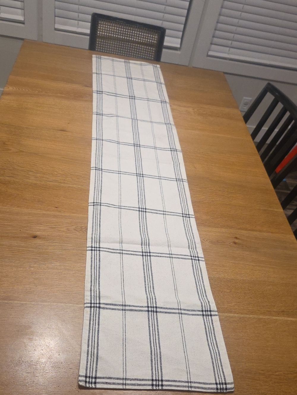 Hobby Lobby Plaid Cotton Table Runner in White and Black
